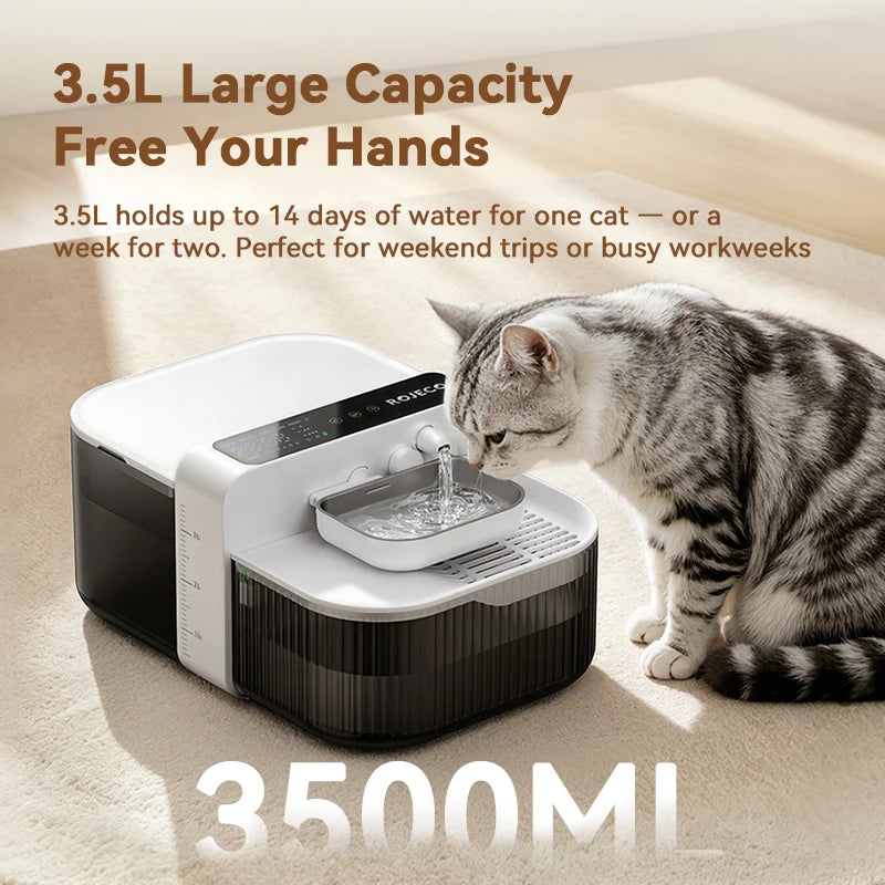 3.5L Wireless Pet Water Fountain with Sewage Separation & 2000mAh Battery