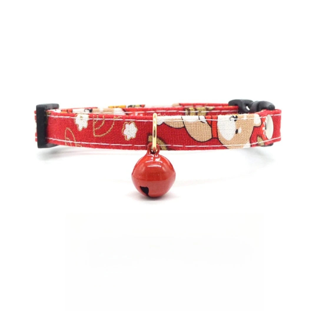 Collier réglable rouge pour chat avec clochette