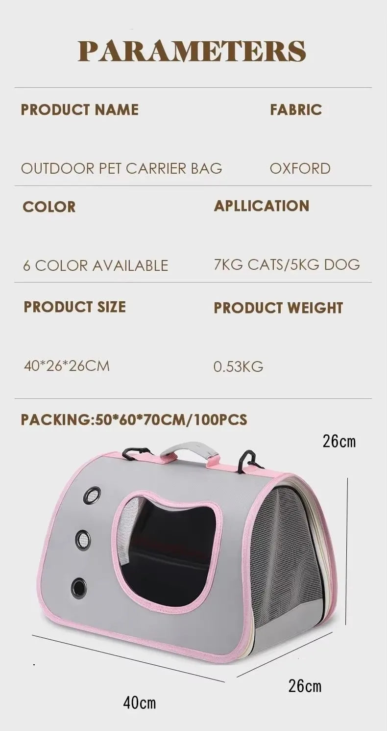 Portable Foldable Pet Carrier Backpack for Small Dogs & Cats — Lightweight & Breathable Travel Bag