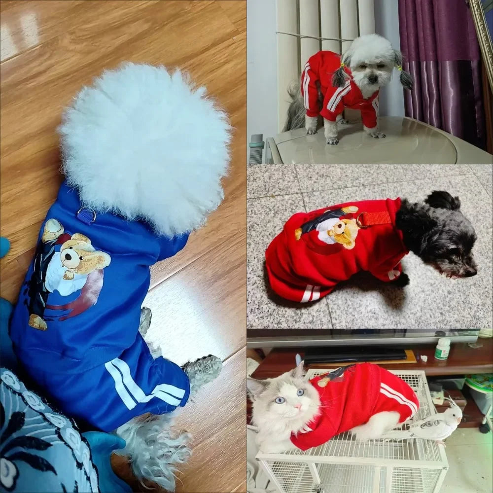 Combinaison à capuche en polaire pour chien | Sweat-shirt chaud automne-hiver pour chiots, chats et petits chiens