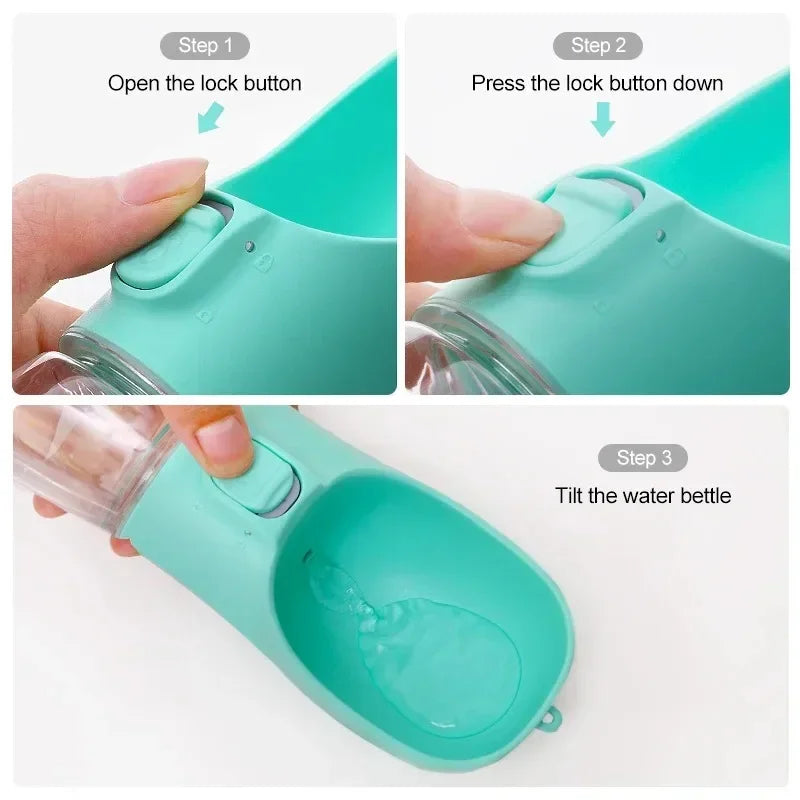 Portable Pet Travel Water Bottle with Bowl