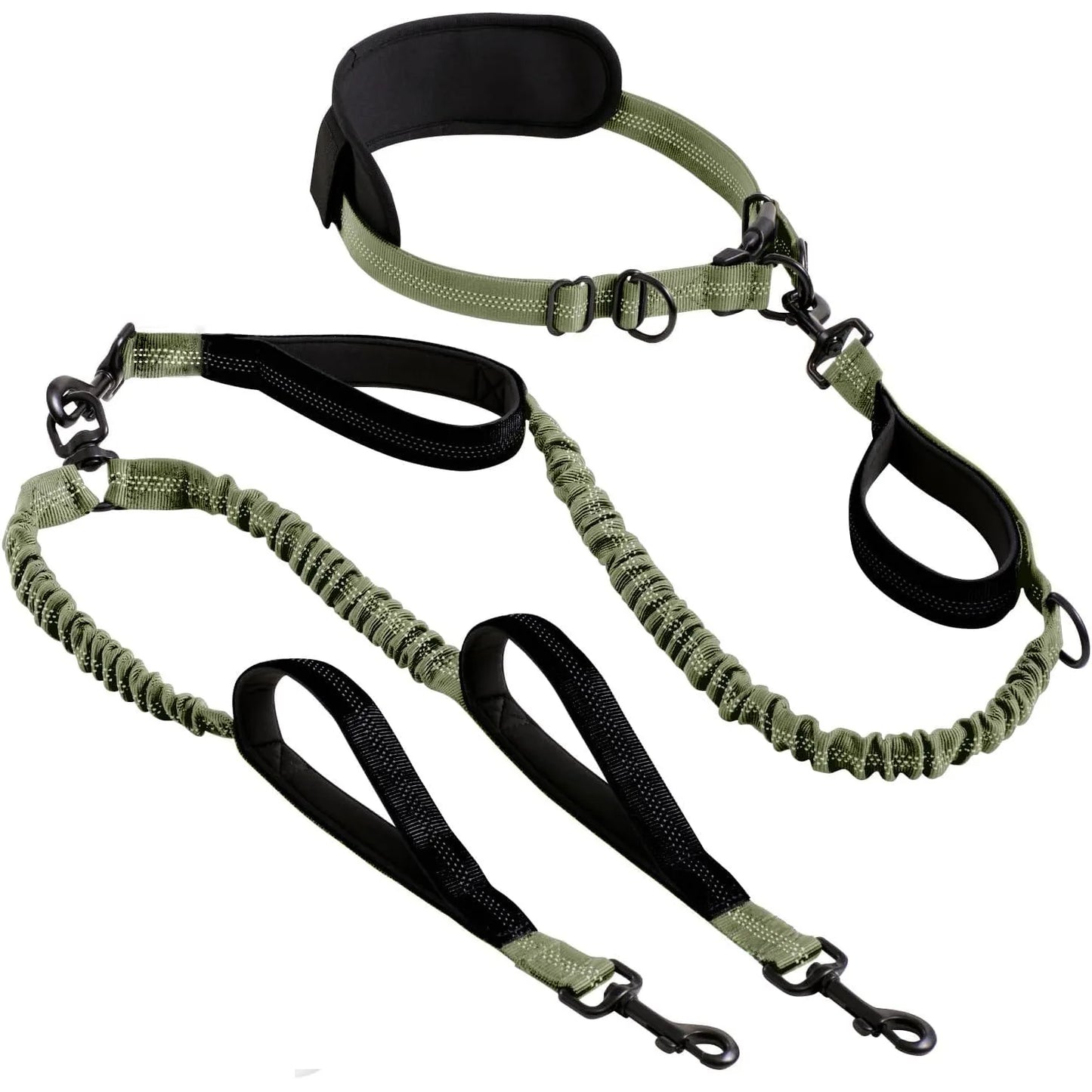 Double Dog Leash with Elastic Shock Absorber