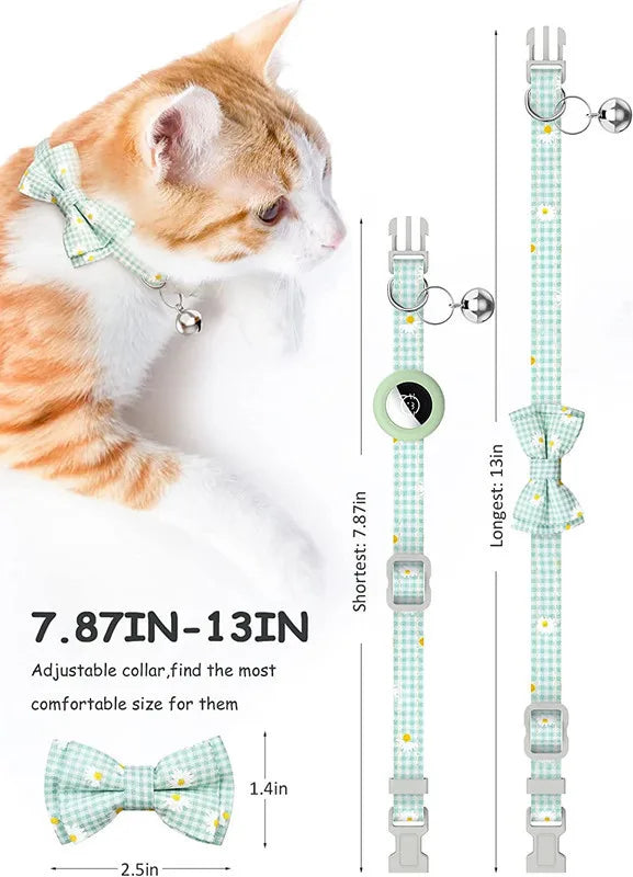 Collier de chat à dégagement rapide avec support AirTag et clochette