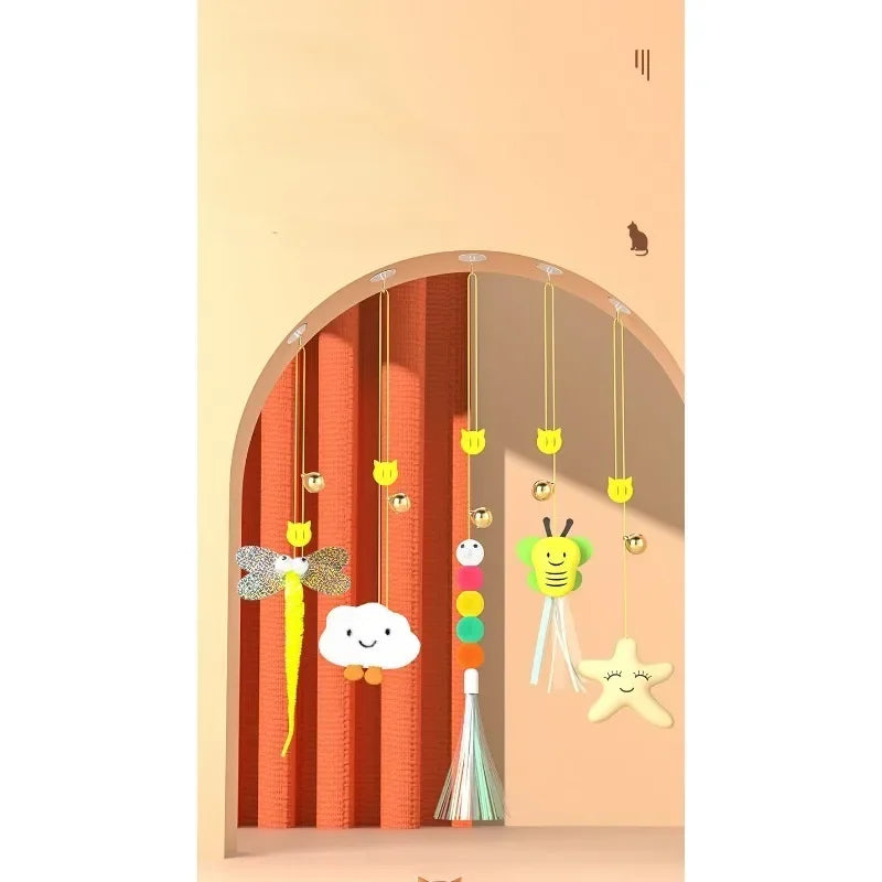 Cat Elastic Rope Toy with Bell and Door Hanger