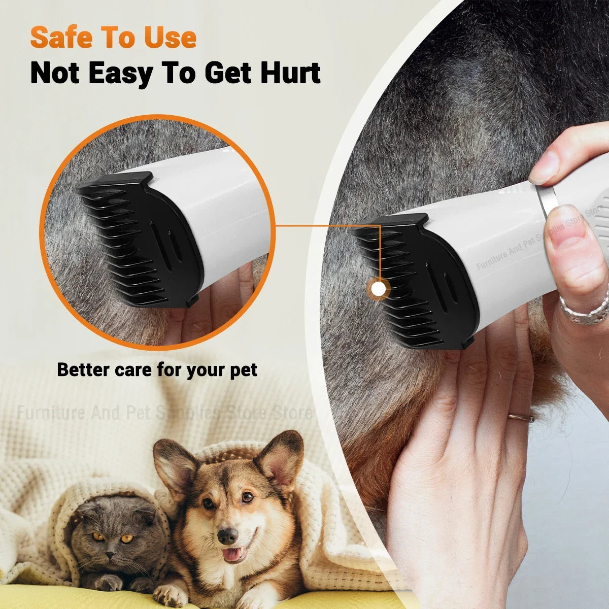 4-in-1 Cordless Pet Grooming Set with 4 Blades — Low Noise Rechargeable Clipper