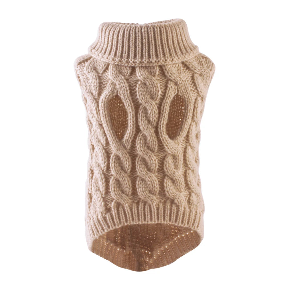 Pull tricoté à col roulé pour chien