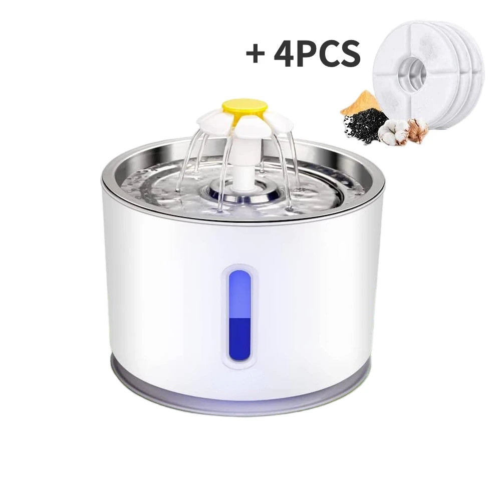 Cat Water Fountain - 2.4L Stainless Steel Automatic Pet Drinking Fountain