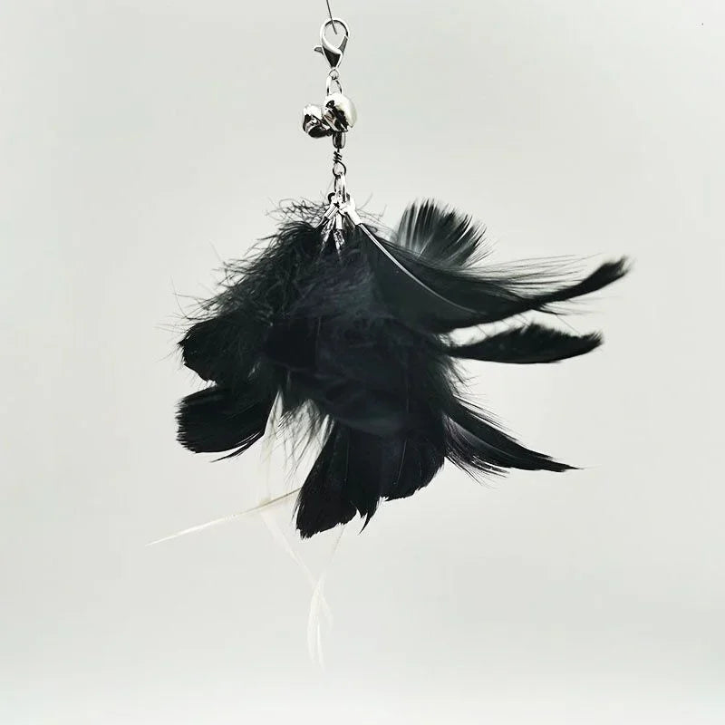 Feather Wand Cat Toy with Bell & Worm String - Interactive Teaser Set