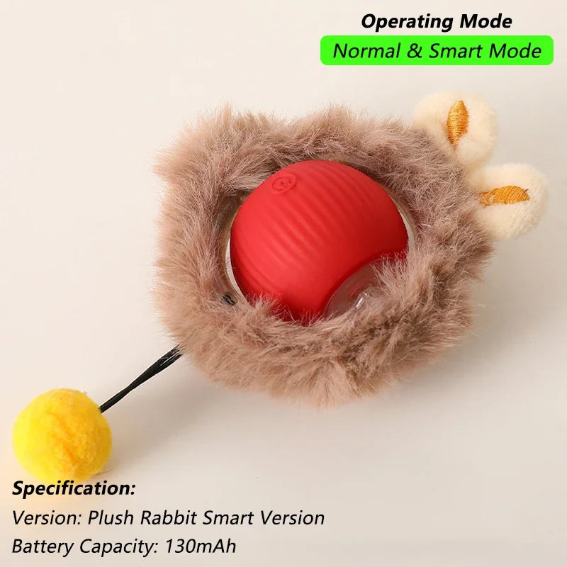 Balle interactive pour chat - Balle roulante automatique avec queue - Soins pour animaux plus intelligents