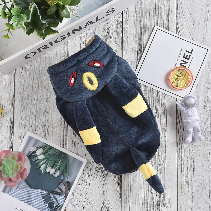 Eevee Anime Cosplay Dog Costume – Kawaii Plush Insulated Coat for Small Dogs