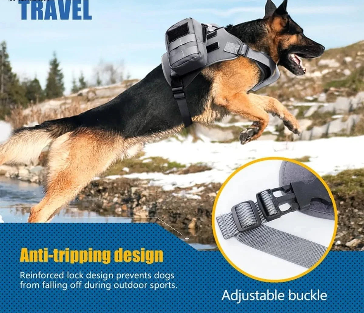 Harnais pour chien robuste avec sac à dos à poches latérales sécurisées