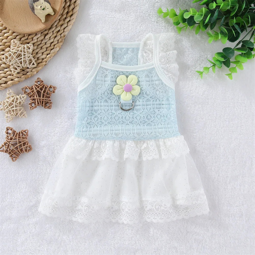 Lace Princess Dress with D-Ring for Small Dogs & Cats
