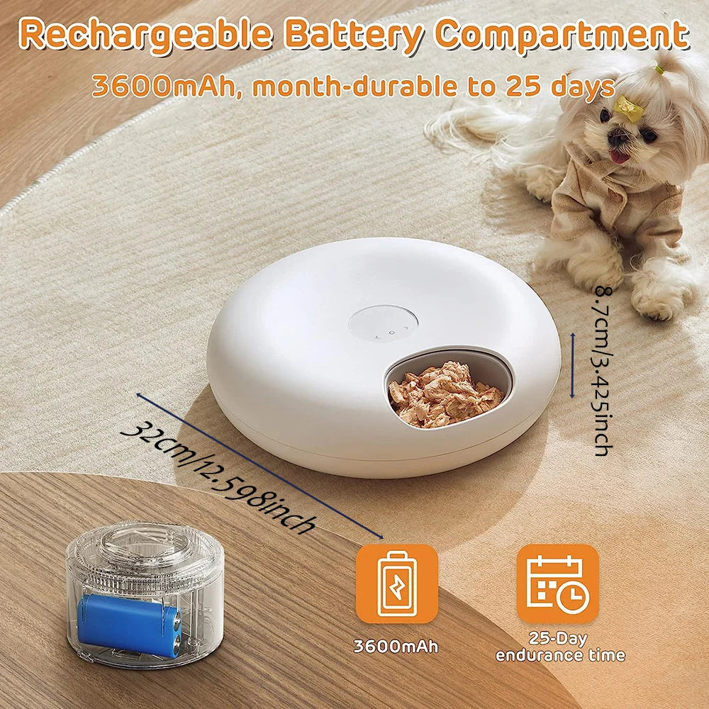 Distributeur automatique de nourriture pour animaux de compagnie Wi-Fi pour aliments secs, humides et surgelés, avec minuteur et contrôle des portions, amovible, pour chiens et chats.