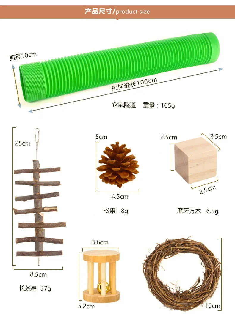Wooden Molar & Play Toy Set for Small Pets