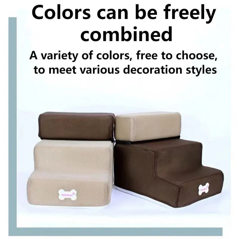 Anti-Slip Pet Stairs with Removable Washable Cover – 2 or 3 Step Ramp for Dogs & Cats