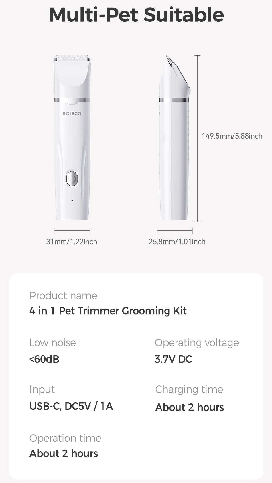 4-in-1 Electric Pet Grooming Kit for Dogs & Cats