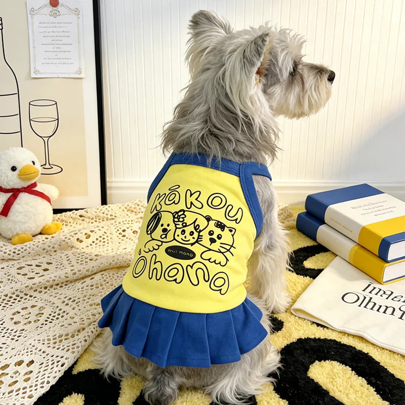 Cartoon Print Slip Dress for Small Dogs & Cats