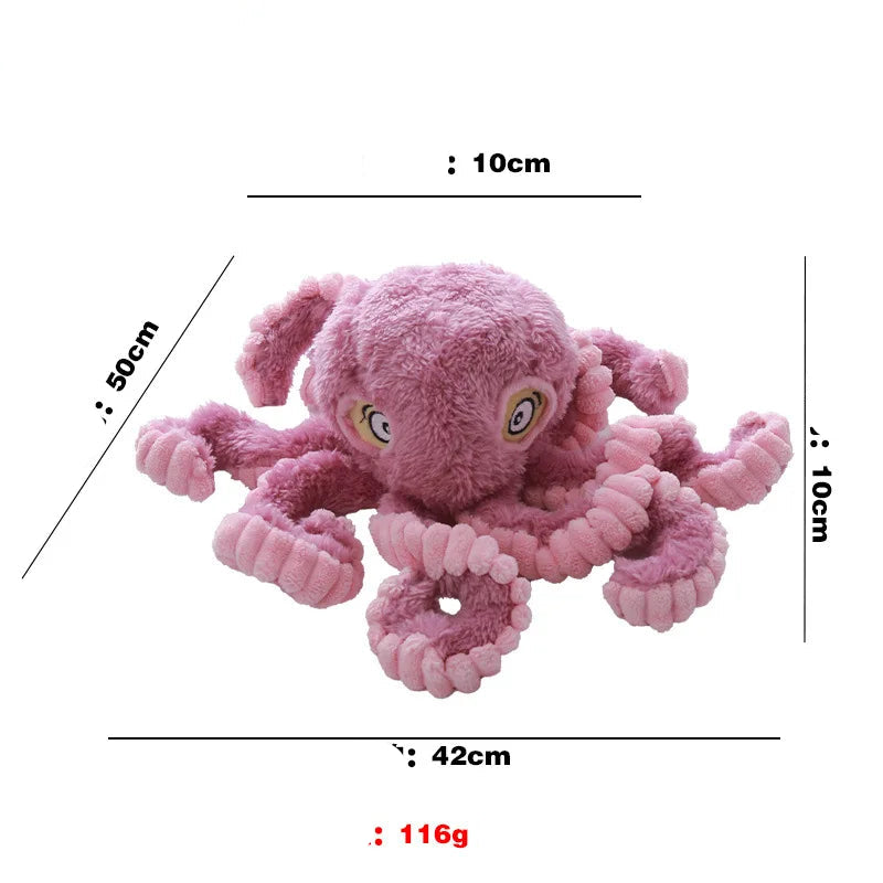 Octopus Plush Dog Toy - Bite Resistant Interactive Toy for Small & Large Dogs