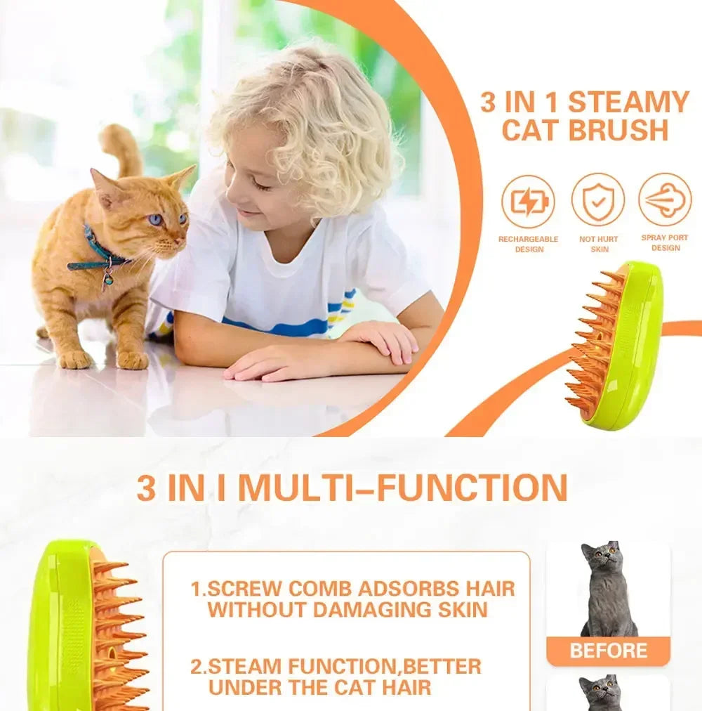Steamy Brush - Pulvérisateur électrique pour le toilettage des animaux de compagnie
