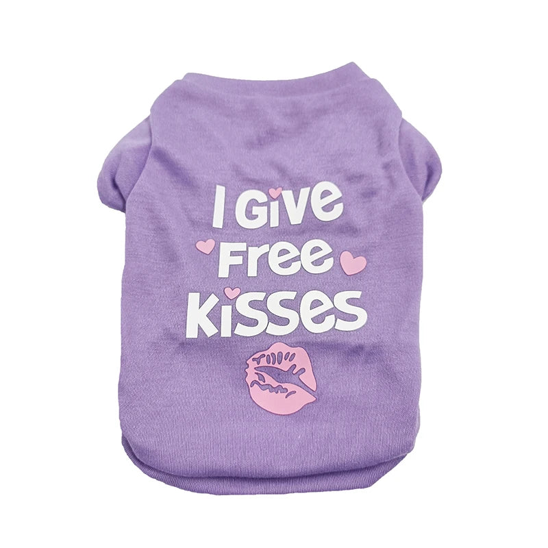 Printed Cotton T-Shirt Vest for Cats & Small Dogs