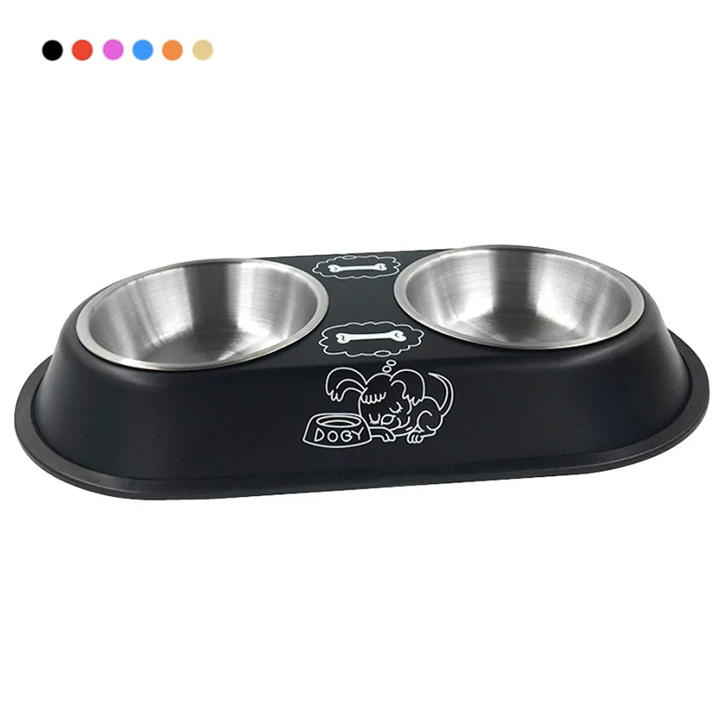 Stainless Steel Double Bowl Feeding Station for Dogs & Cats