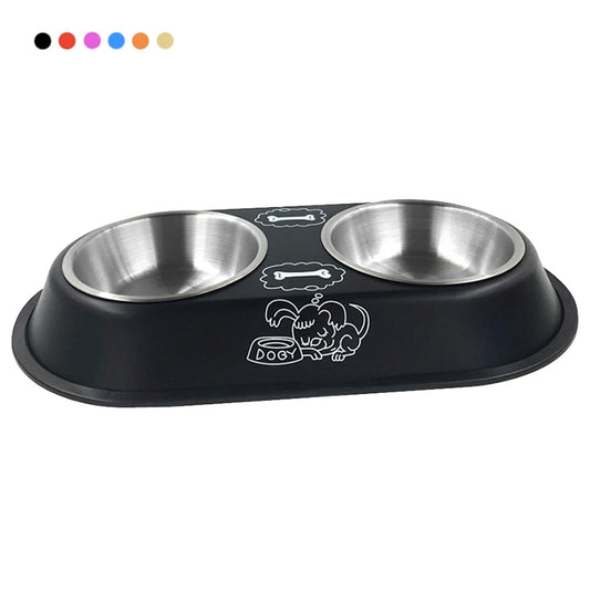 Stainless Steel Double Bowl Feeding Station for Dogs & Cats