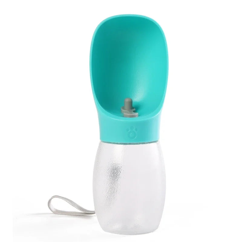 300ml Frosted Pet Water Bottle with Drinking Bowl – Portable & Leakproof for Dogs & Cats