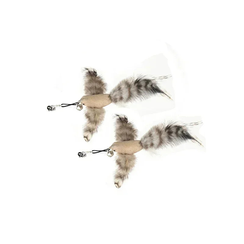 Interactive Feather Wand Cat Toy with Bell