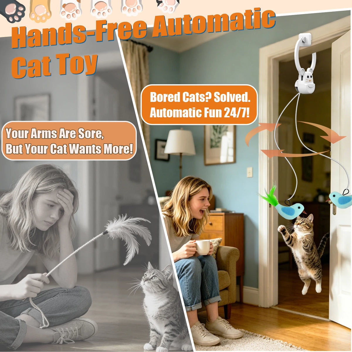 Automatic Door-Mounted Feather Cat Toy