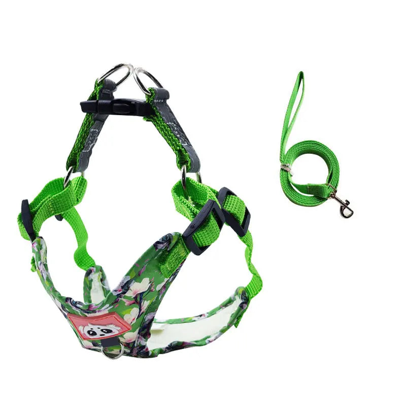 Adjustable Dog Harness & Leash Set with Reflective Strips