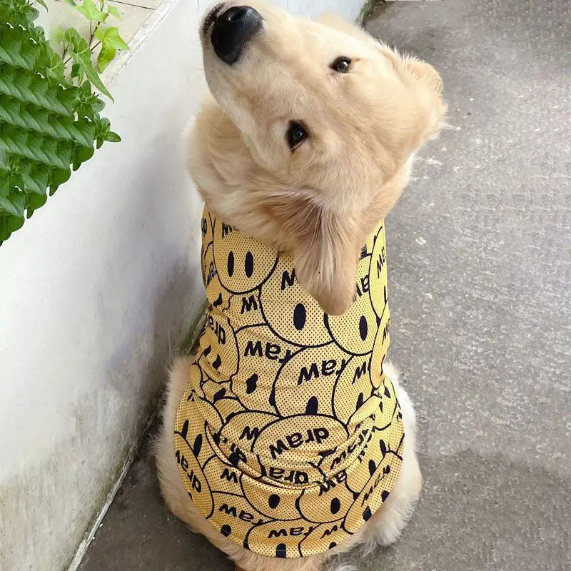 Cartoon Print Dog Cooling Vest Shirt | Soft Summer Top for Medium & Large Dogs