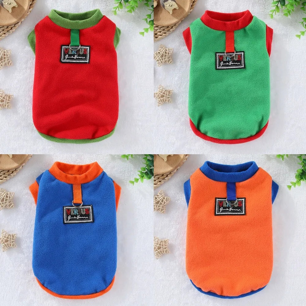 Fleece Vest Sweater with Harness Ring for Small & Medium Dogs & Cats
