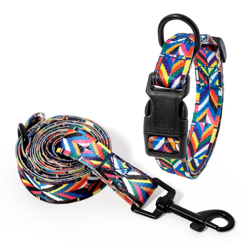Bohemian Style Dog Collar & Leash Set – Adjustable for Small, Medium & Large Dogs