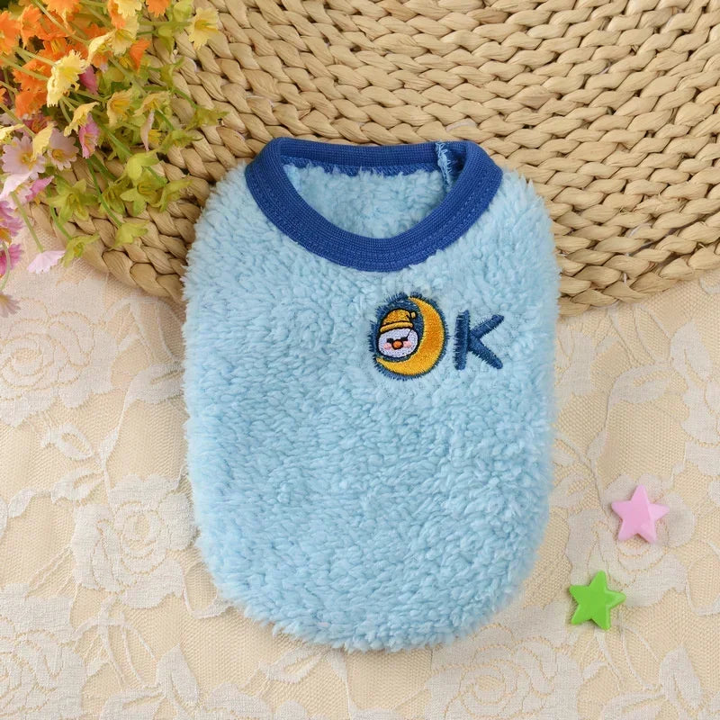Cartoon Print Plush Vest for Small Animals & Kittens