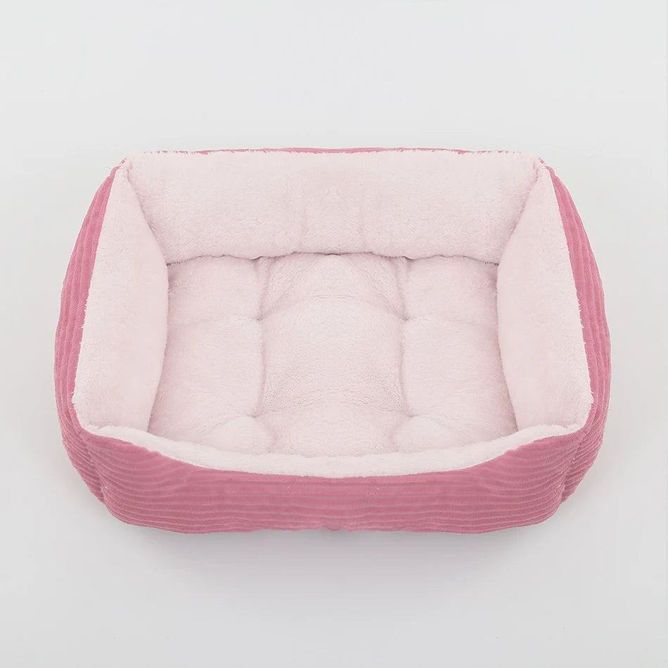 Square Plush Calming Dog & Cat Bed – Waterproof Oxford Sofa Cushion for Small & Medium Pets