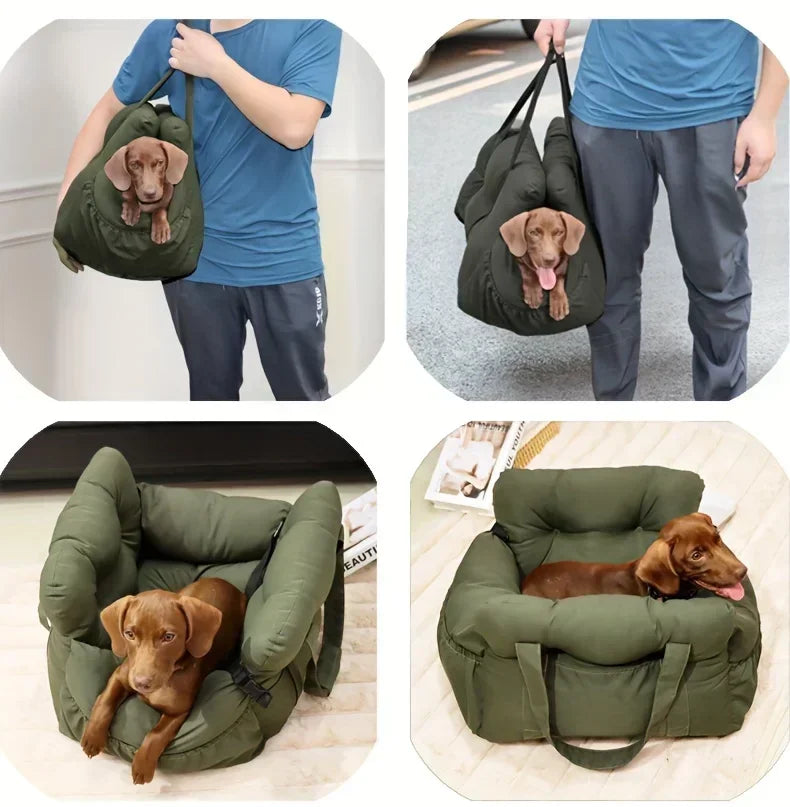 Dog Car Seat with Safety Belt & Non-Slip Base
