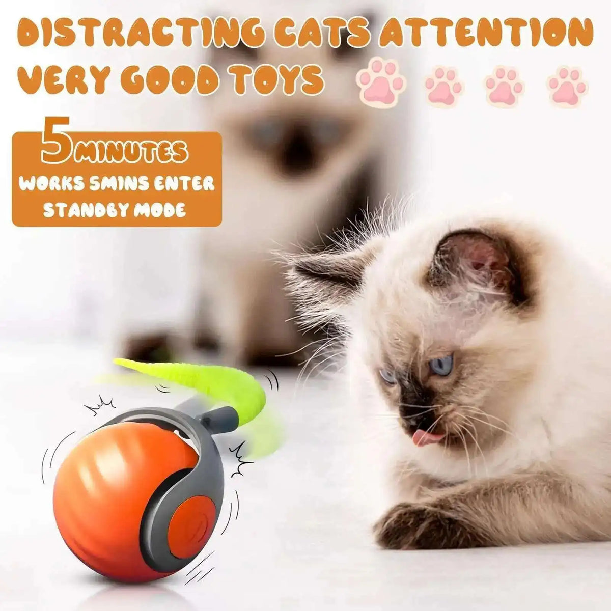 Smart Touch & Motion Activated Rolling Ball Toy for Cats & Dogs