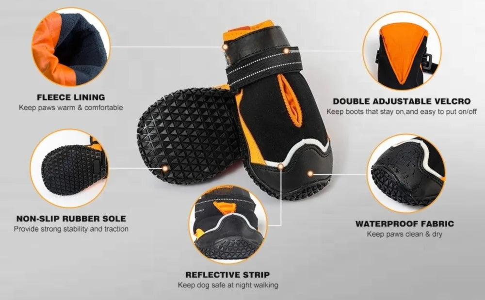 Waterproof Dog Boots for All Weather | Hot Pavement, Snow & Hiking | Set of 4