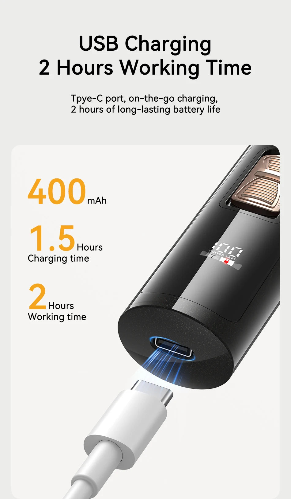 Tondeuse électrique rechargeable pour animaux de compagnie avec lumière LED