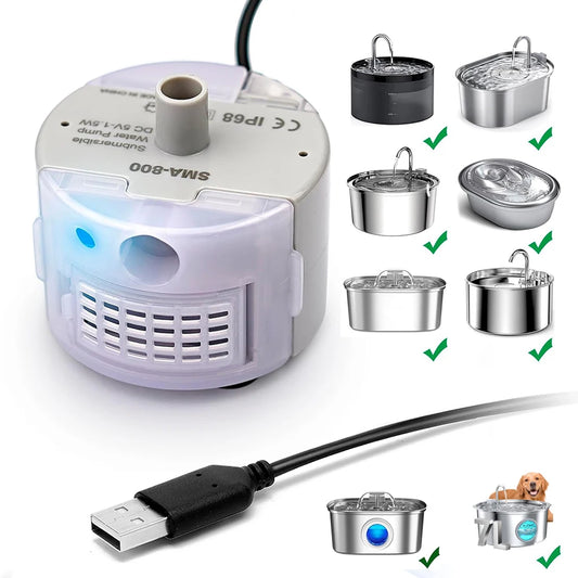 Ultra-Quiet USB Water Pump for Pet Fountains - SMA-800 Replacement Pump