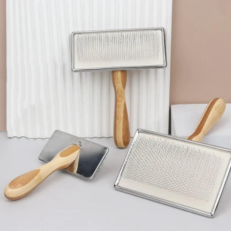 Bamboo Handle Stainless Steel Pet Grooming Comb for Dogs & Cats