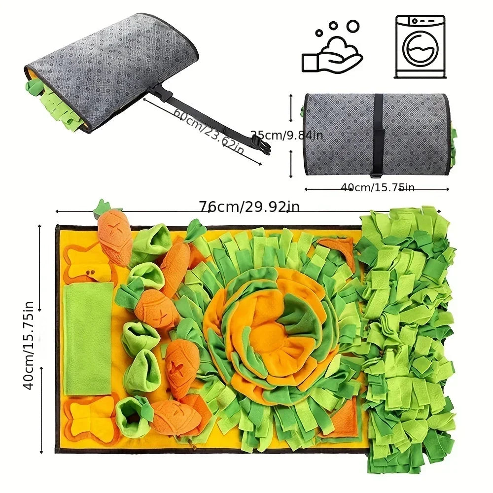Nosework Dog Snuffle Mat with Squeaker, Carrots & Ringing Paper