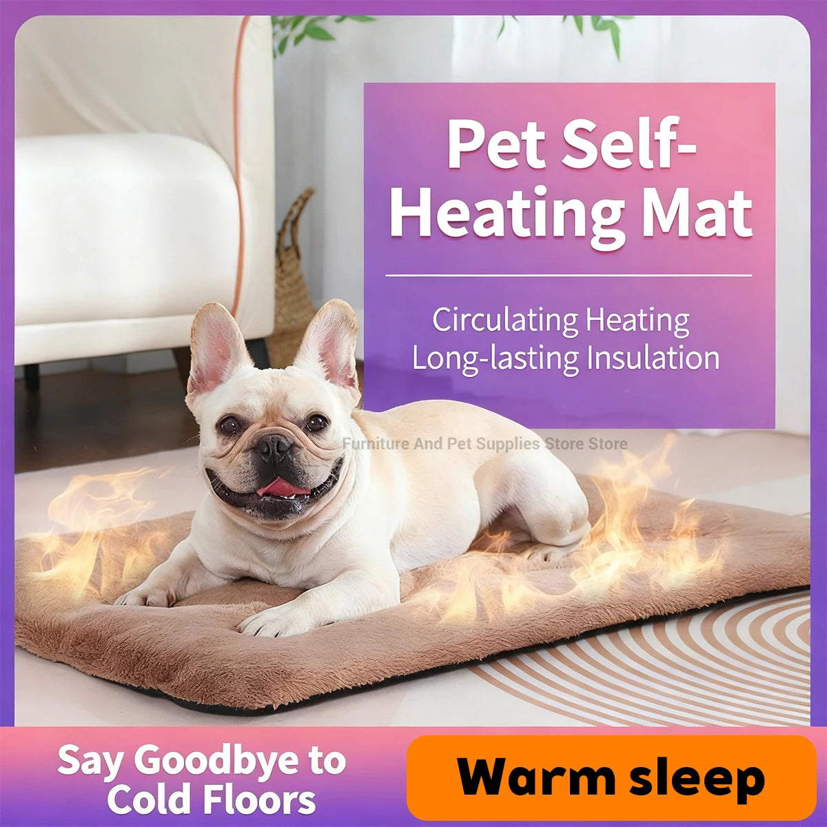 Self-Heating Thermal Pet Mat for Dogs & Cats – Washable Anti-Slip Kennel Pad, Sizes S–XL