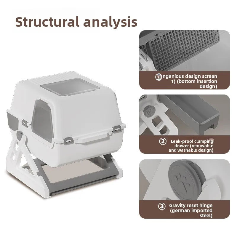 Enclosed Folding Cat Litter Box