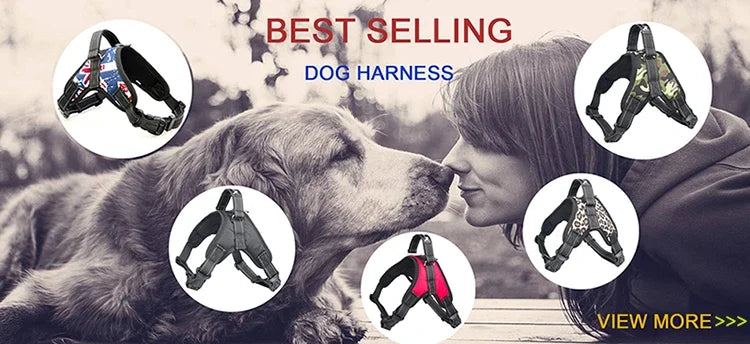 No-Pull Reflective Nylon Dog Harness for Strong Pullers