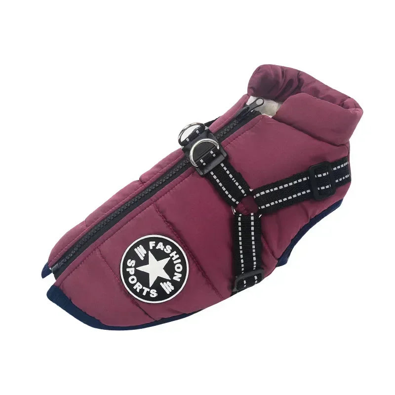 Waterproof Fleece Dog Jacket with Harness