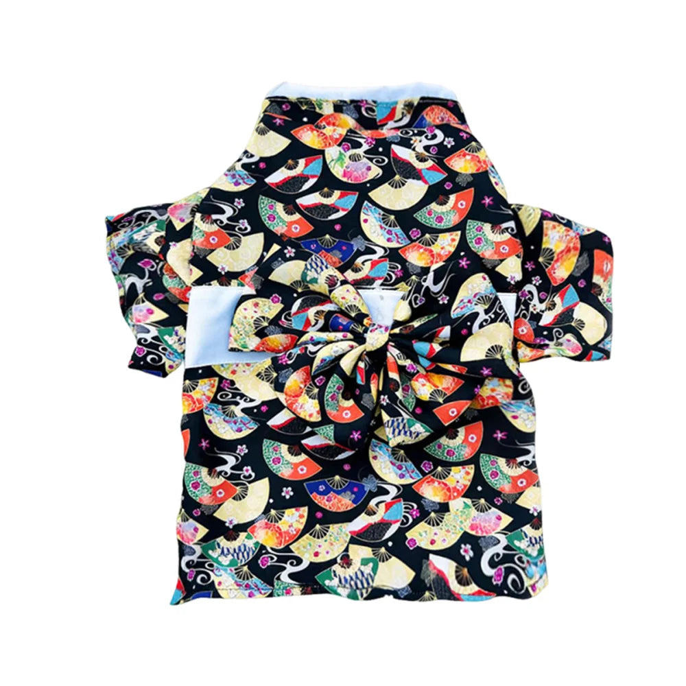 Japanese Bow Print Pet Kimono for Cats & Small Dogs