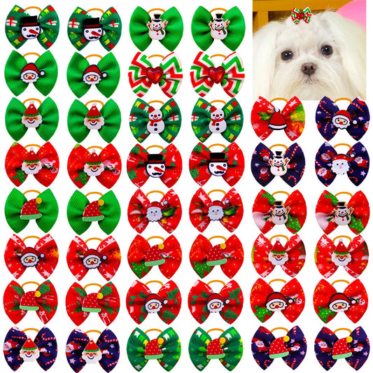 Dog Bow Ties - Festive Pet Hair Accessories for Small Dogs and Cats (20 Pack)