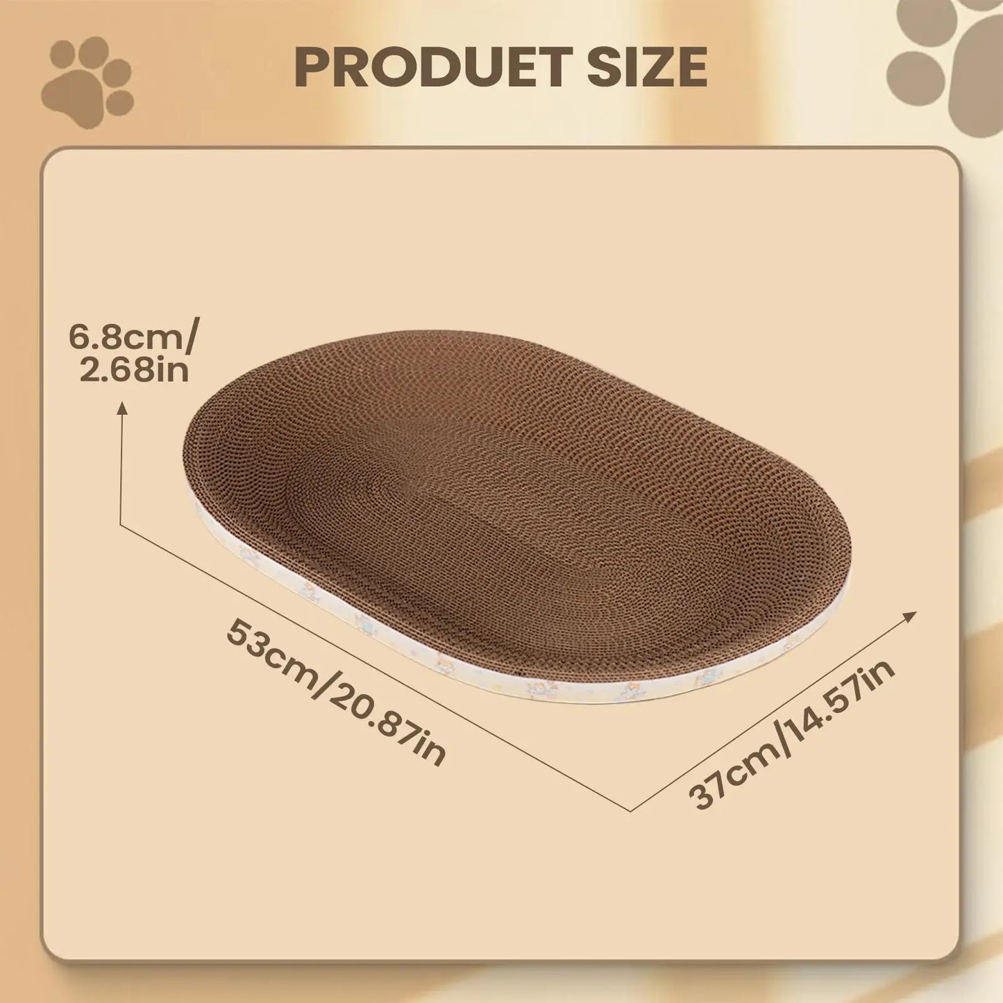 Oval Corrugated Cardboard Cat Scratcher & Lounge Bed