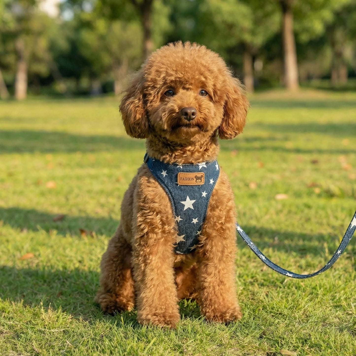 Harnais anti-évasion en jean maillé avec laisse pour chien et chat | Gilet rembourré réglable pour petits chiens et chiots